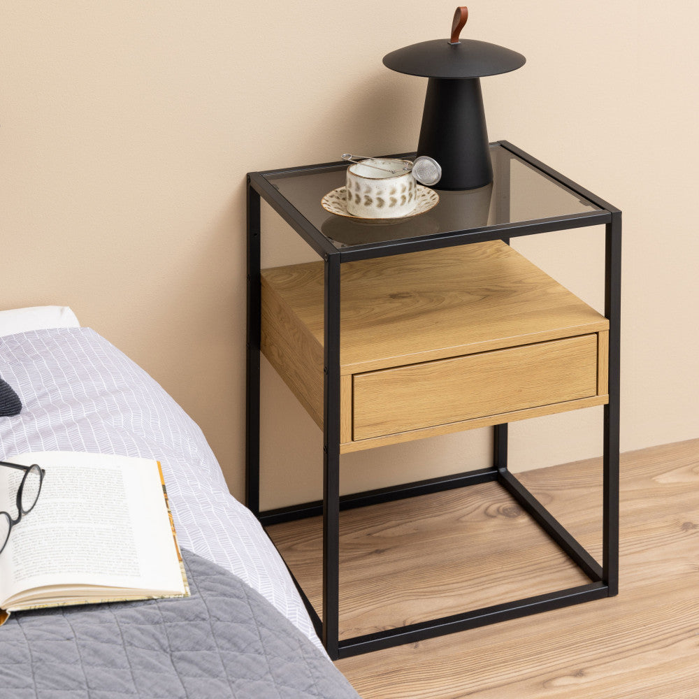 luma-mesita-de-noche-con-1-cajon-de-vidrio-madera-y-metal__Madera clara