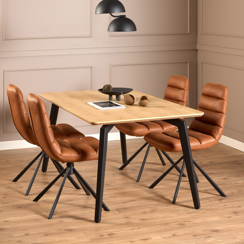 lunka-mesa-de-comedor-para-4-personas-en-madera-y-metal__Madera clara