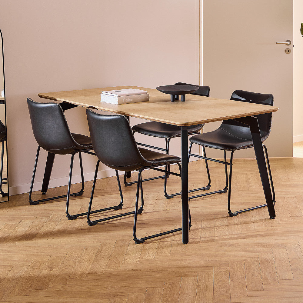 lunka-mesa-de-comedor-para-4-personas-en-madera-y-metal__Madera clara