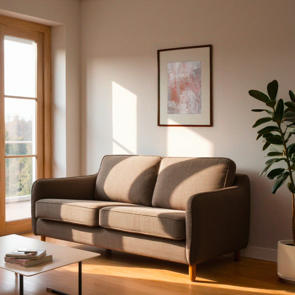 vornay-sofa-cama-express-de-3-plazas-en-tejido-con-patas-de-madera-oscura__Caramelo moteado